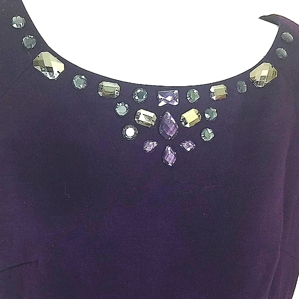Dress cocktail purple beaded MIDI sleeveless zip stretch Whimsigoth Fairycore